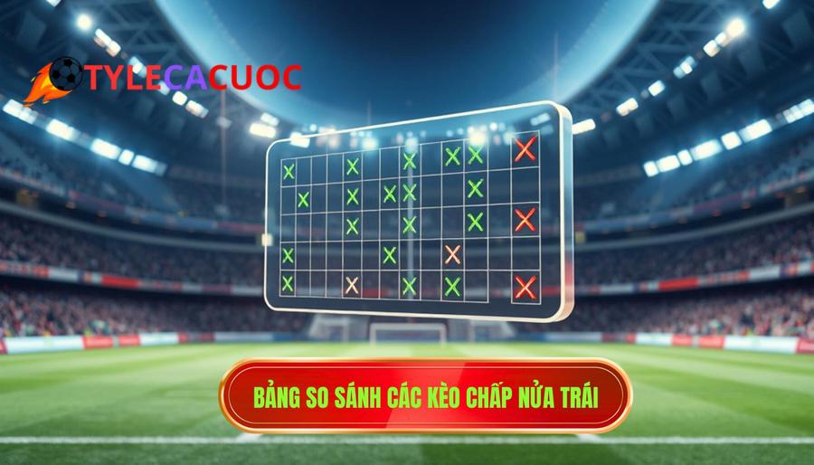 Bảng so sánh các kèo chấp nửa trái